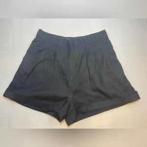 Modern Citizen Black Linen Pleated High Waist Shorts XL Tailored Chic